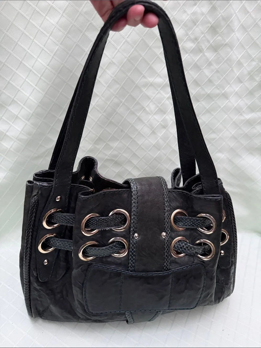 Jimmy Choo Dark Green Leather Shoulder Bag with Gold Hardware - Picture 5 of 13